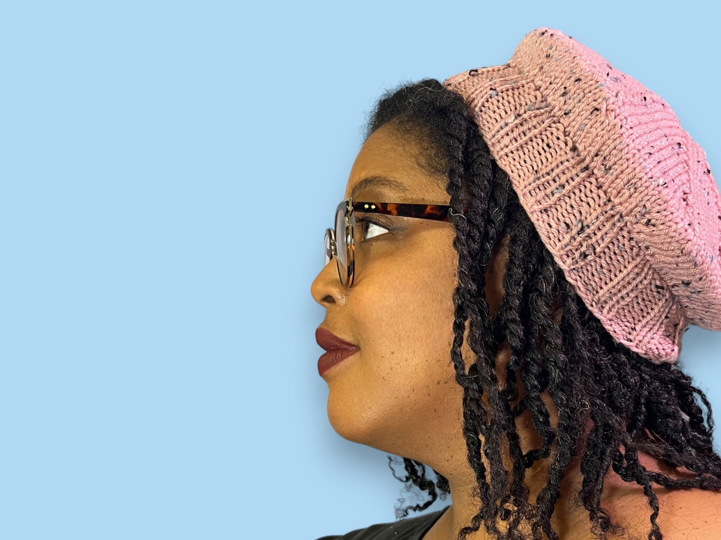 Pink Tweed Hand Knit Beret | Cozy Winter Hat | Women's Knitted Tam | Free Shipping