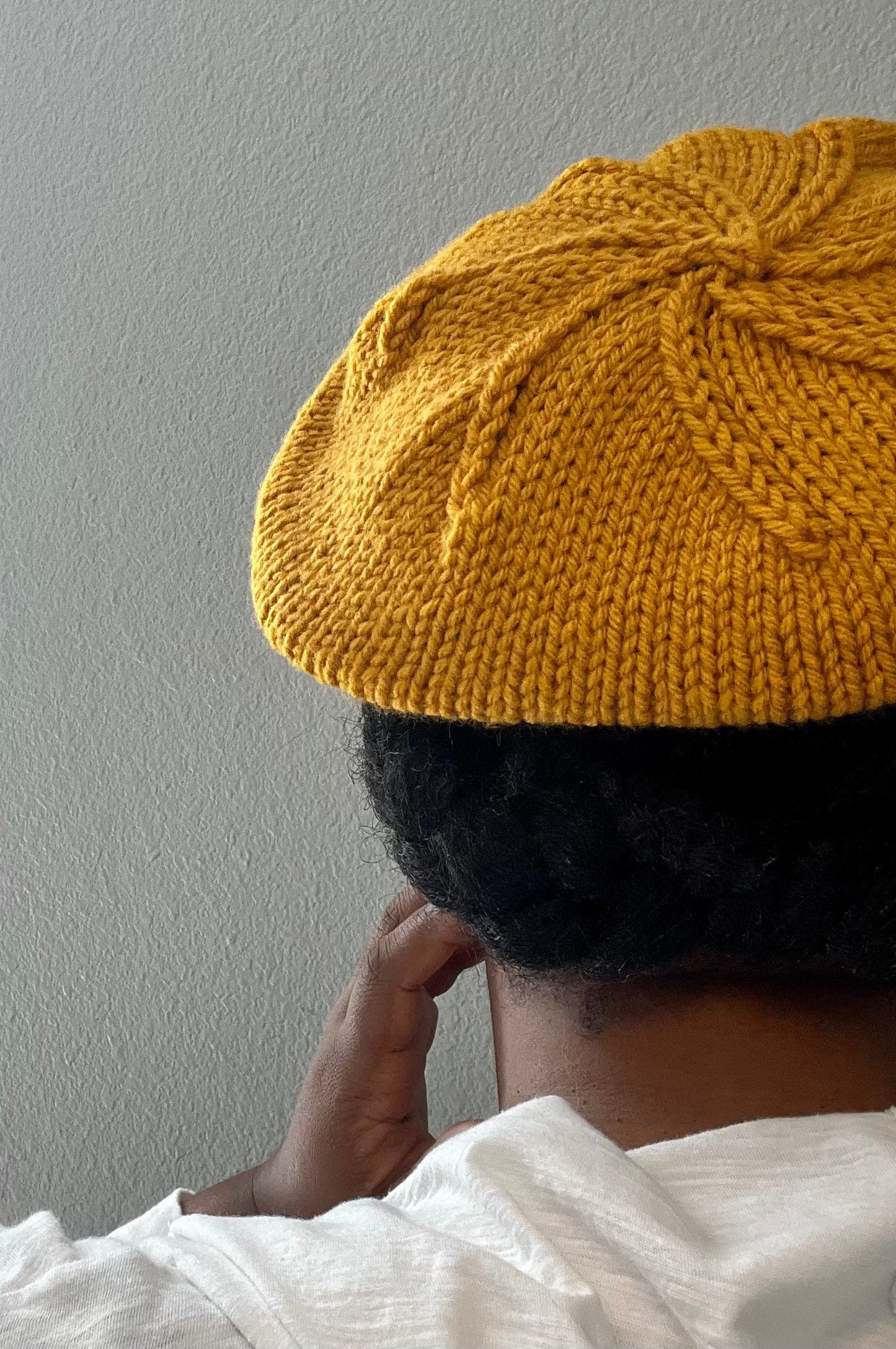 Hand Knit Beret / Mustard Yellow / knitted beret / handmade / Free Shipping