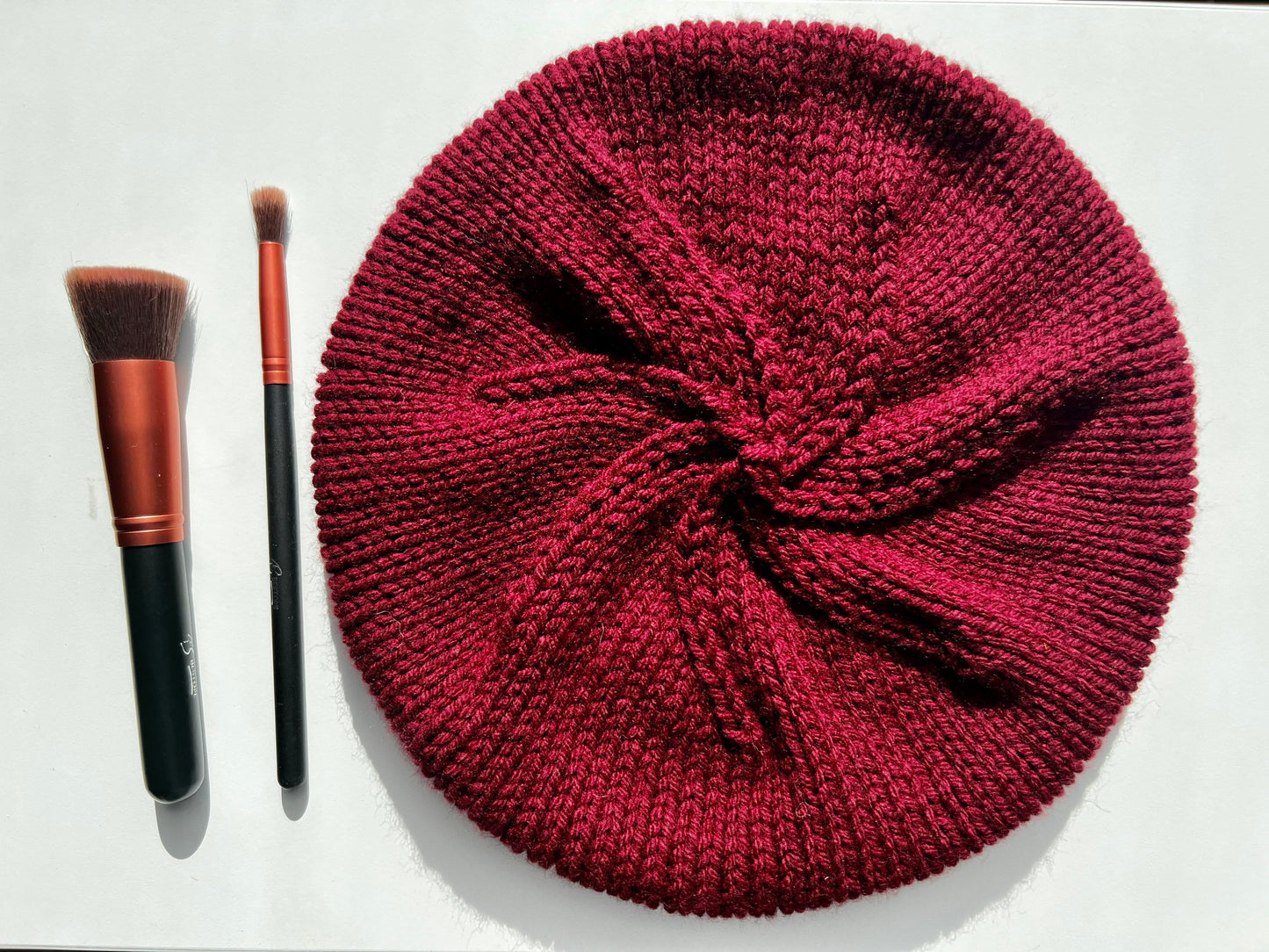 Hand Knit Beret / Burgundy / knitted beret / handmade / Free Shipping