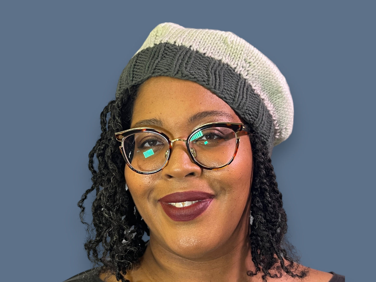 Hand Knit Beret | Gray Scale Beret | Monochrome Knitted Beret | Handmade | Free Shipping