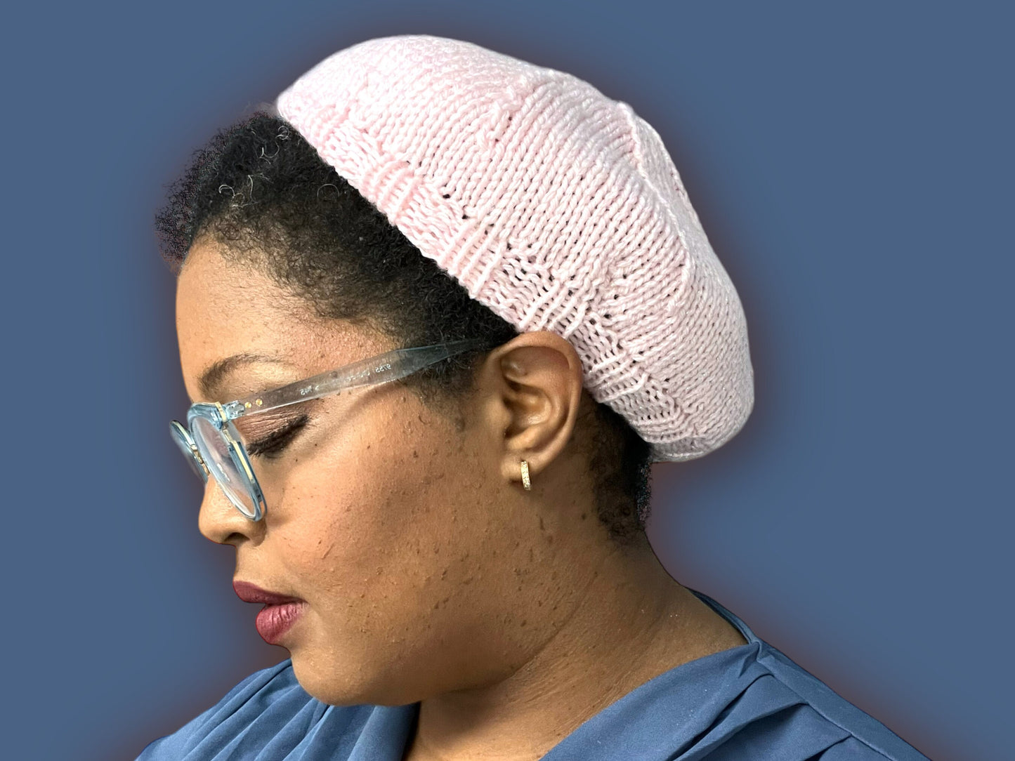 Hand Knit Beret | Sparkly Pink Beret | Pink Knitted Beret | Handmade | Free Shipping