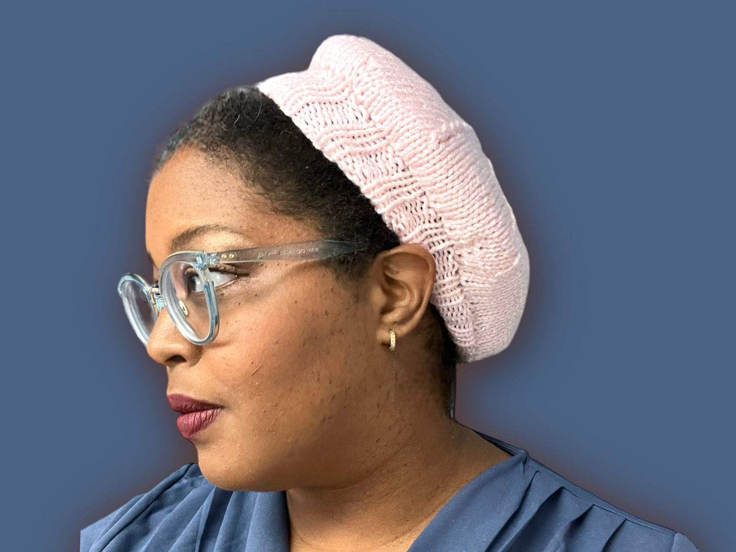 Hand Knit Beret | Sparkly Pink Beret | Pink Knitted Beret | Handmade | Free Shipping