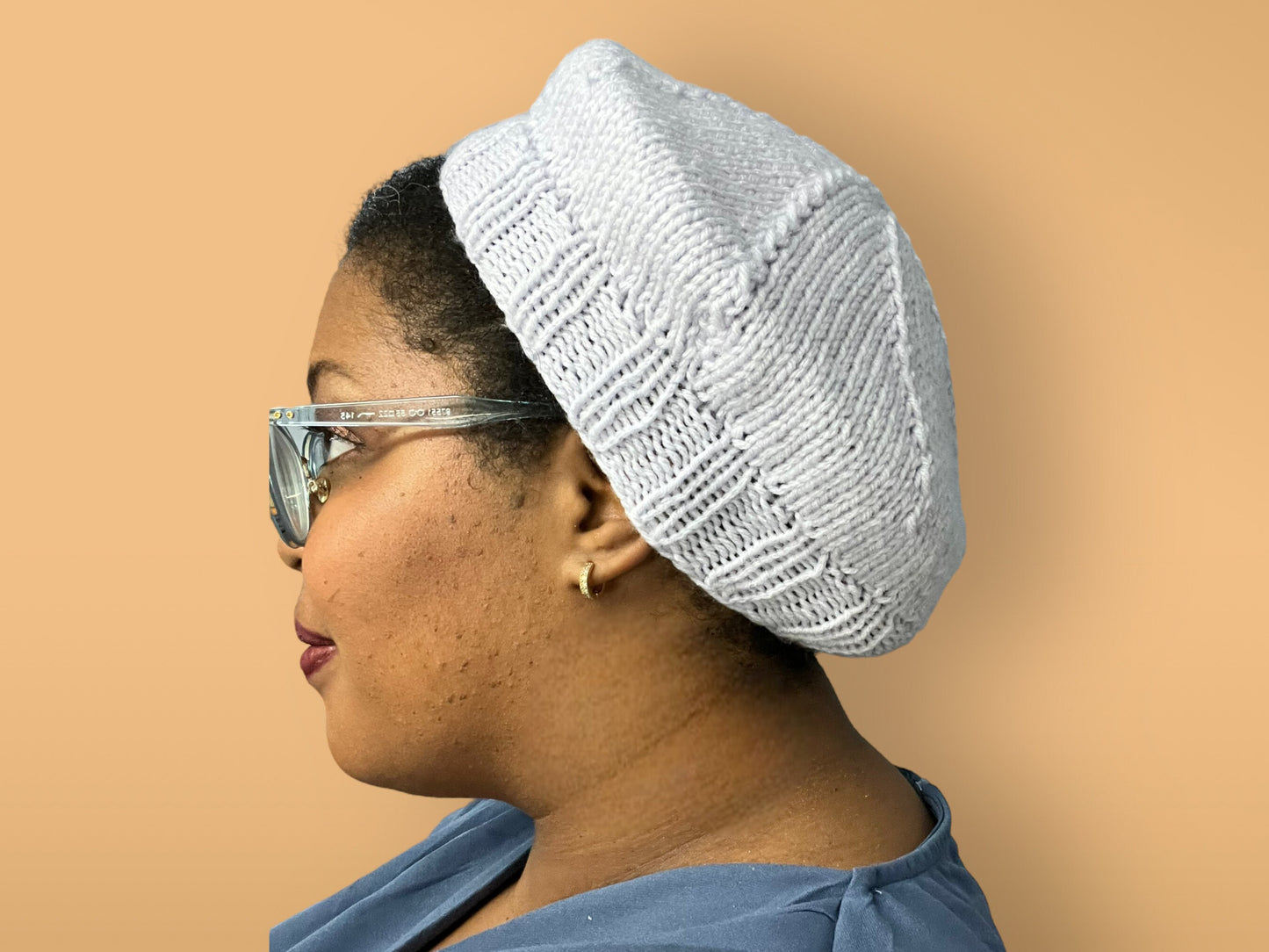 Knitted Lilac Beret - Handmade French Style Hat - Soft and Warm - Fast Shipping