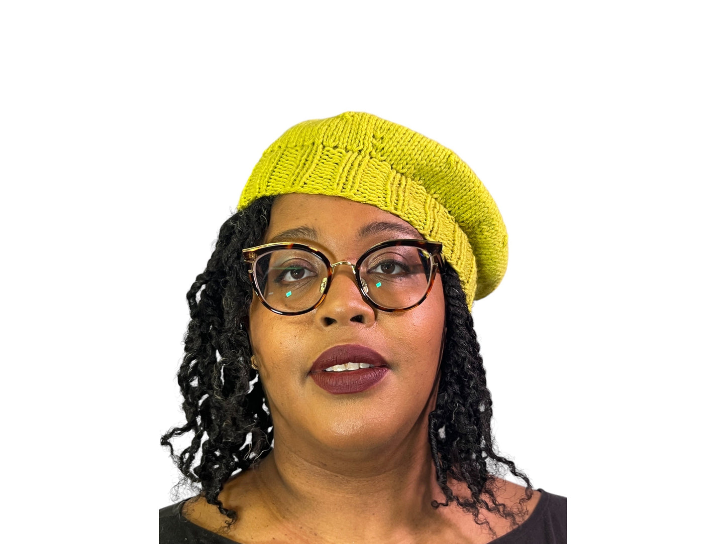 Hand Knit Beret | Lime Green Beret | Cozy French hat | Handmade | Free Shipping