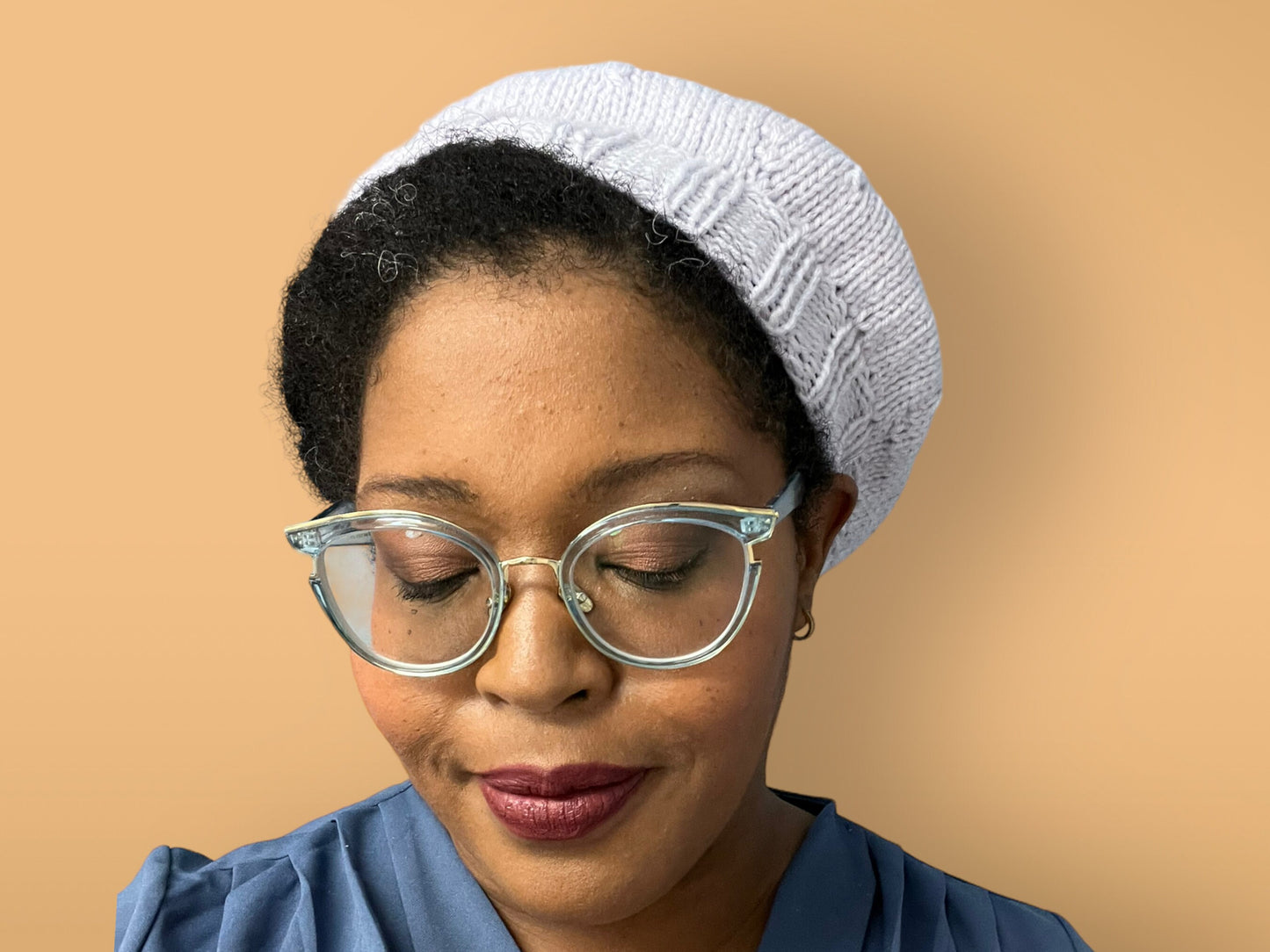 Knitted Lilac Beret - Handmade French Style Hat - Soft and Warm - Fast Shipping