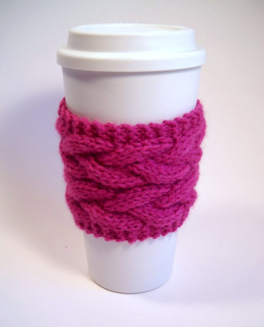 KNITTING PATTERN - Double Braided Cable Coffee Sleeve