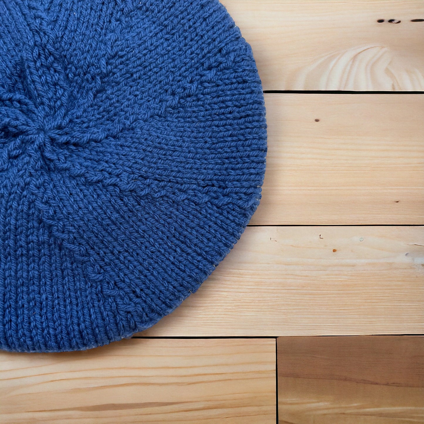 Blue and Cream Hand Knit Beret | Sailor Style Beanie | Chunky Knit Hat | Free Shipping