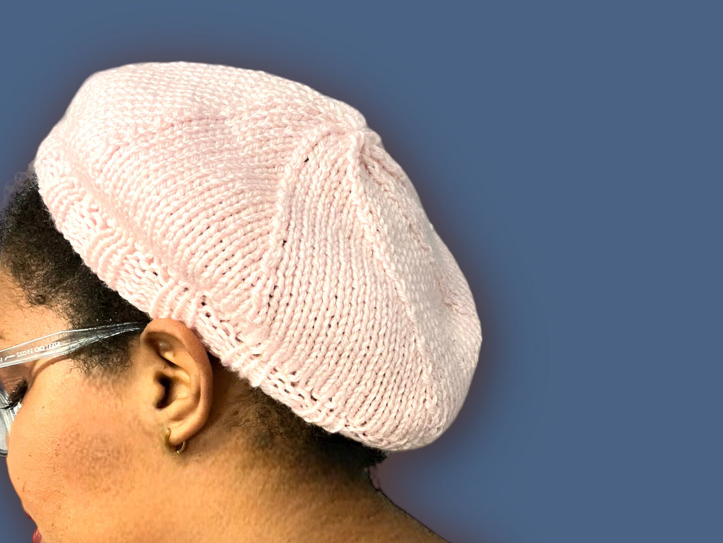 Hand Knit Beret | Sparkly Pink Beret | Pink Knitted Beret | Handmade | Free Shipping