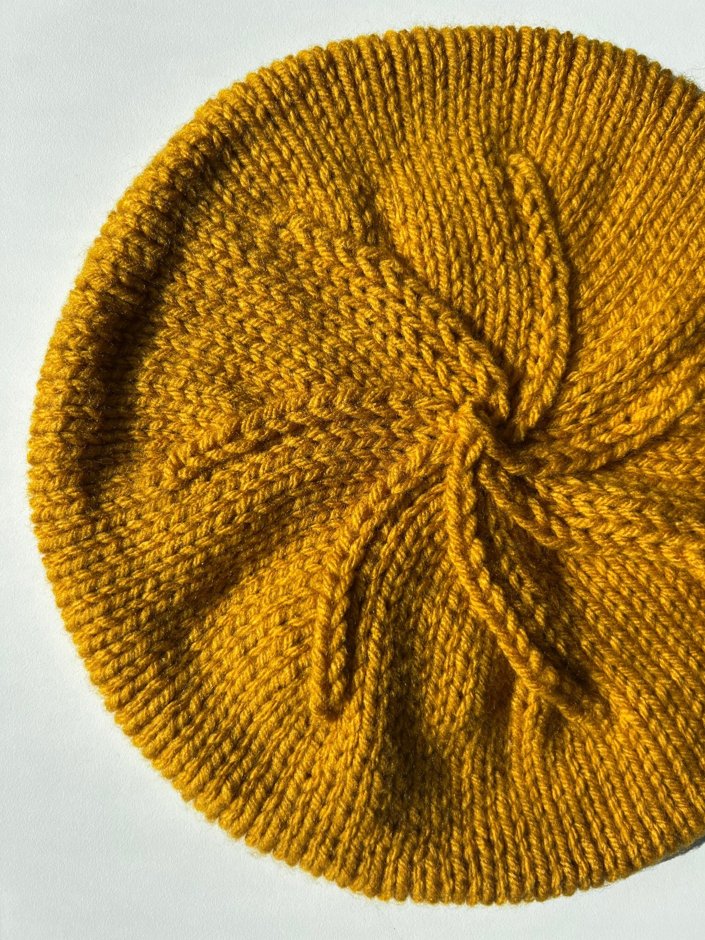 Hand Knit Beret / Mustard Yellow / knitted beret / handmade / Free Shipping