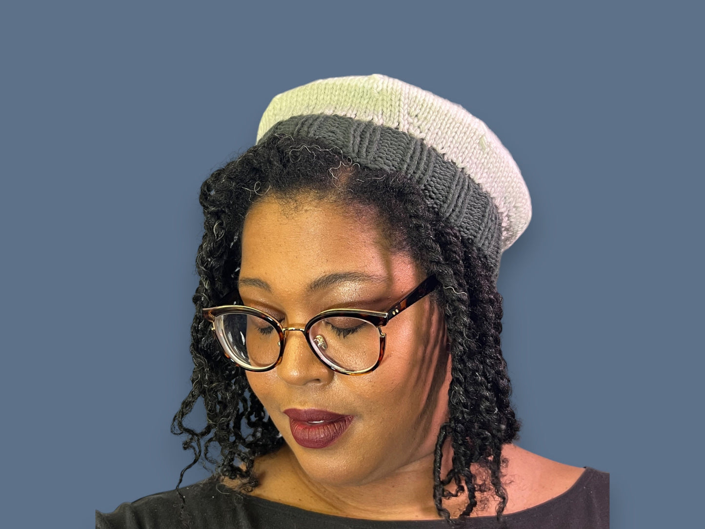 Hand Knit Beret | Gray Scale Beret | Monochrome Knitted Beret | Handmade | Free Shipping