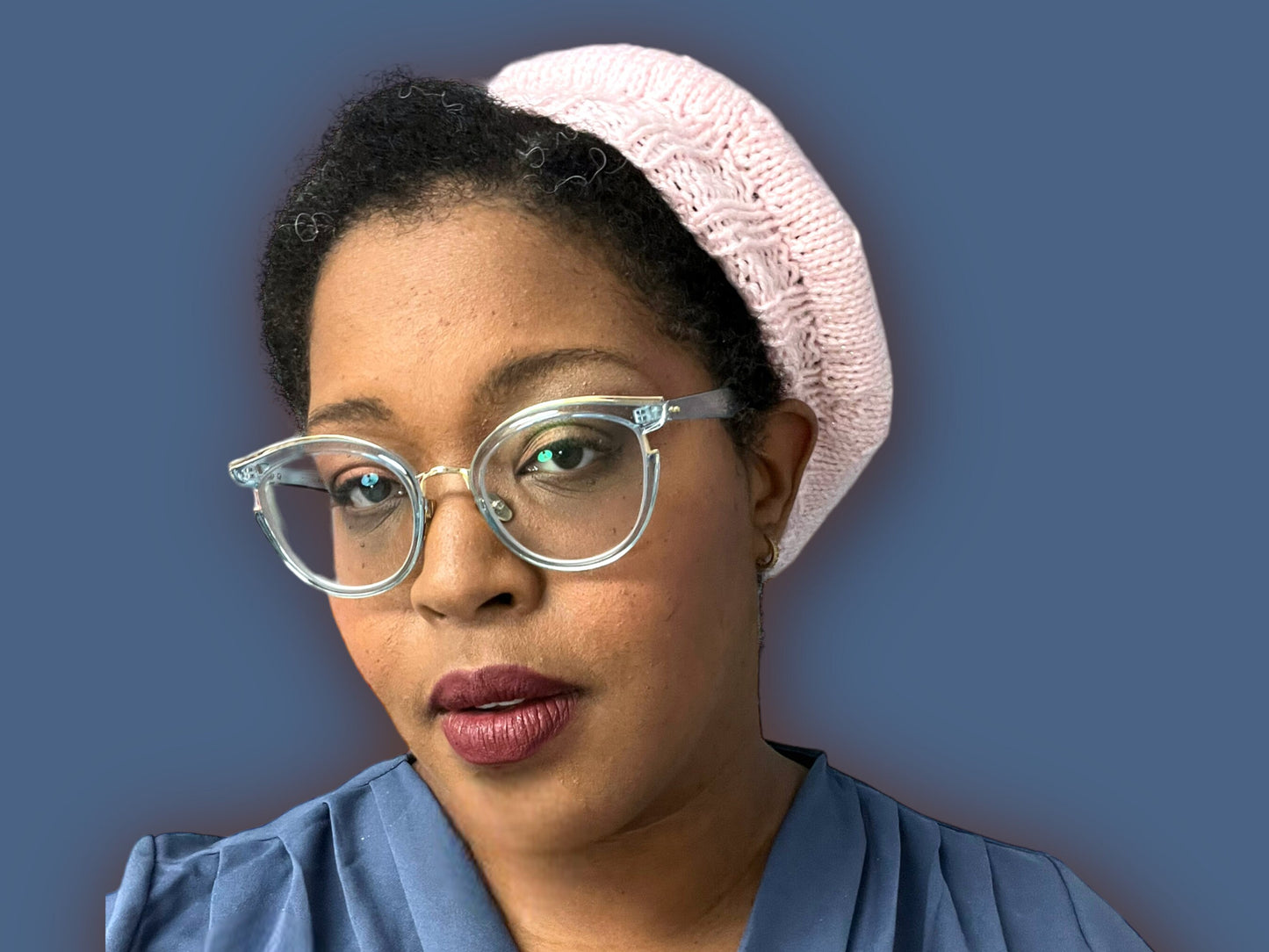 Hand Knit Beret | Sparkly Pink Beret | Pink Knitted Beret | Handmade | Free Shipping