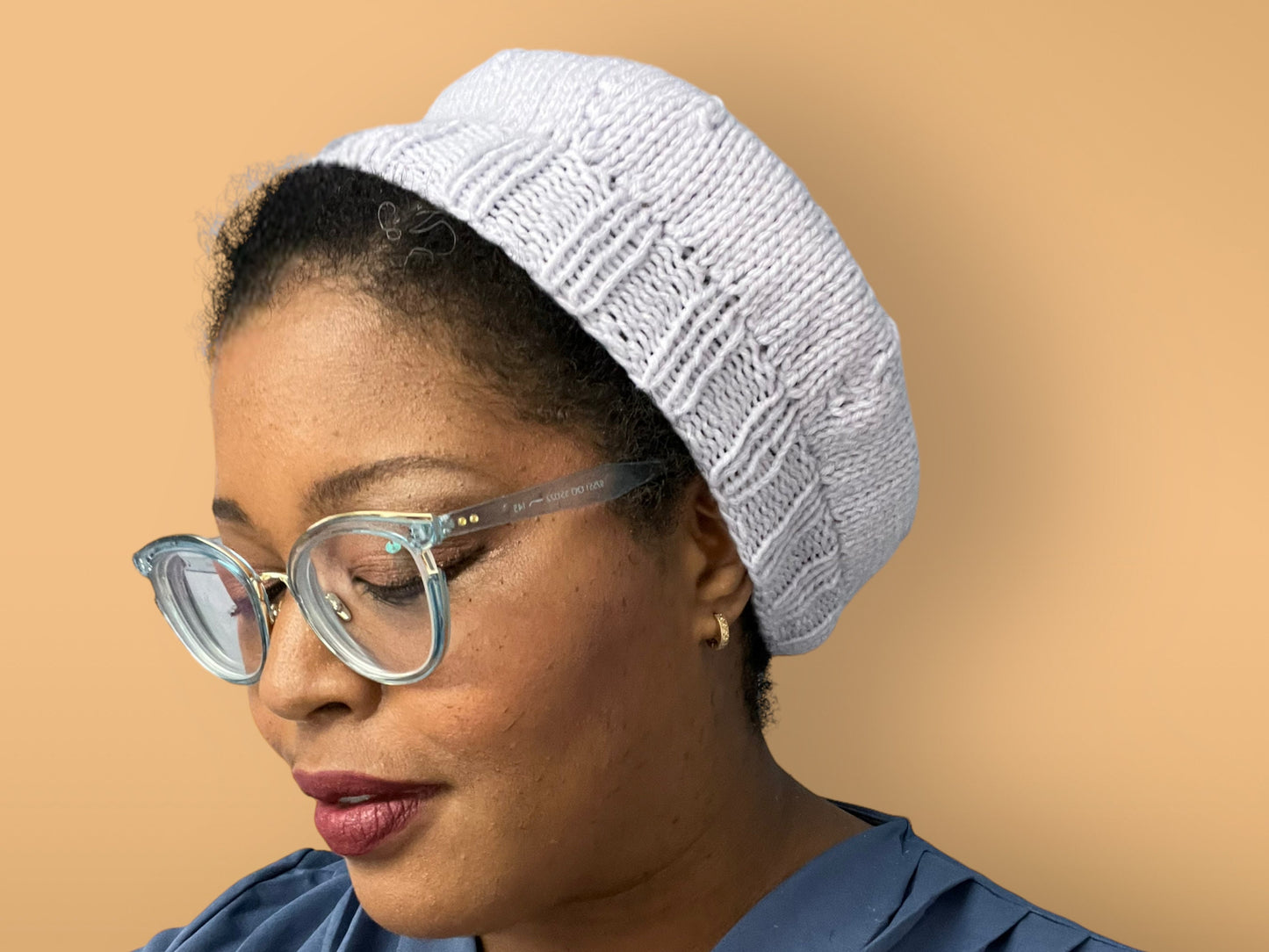 Knitted Lilac Beret - Handmade French Style Hat - Soft and Warm - Fast Shipping
