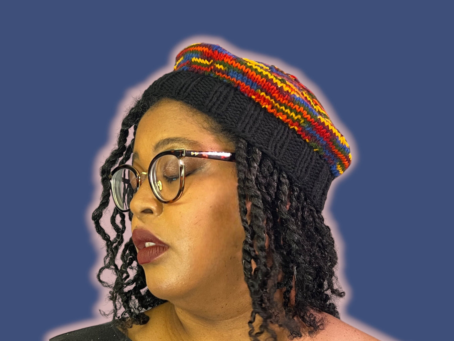 Hand Knit Beret | 90s Throwback Beret | Multi-Color Knitted Beret | Handmade | Free Shipping