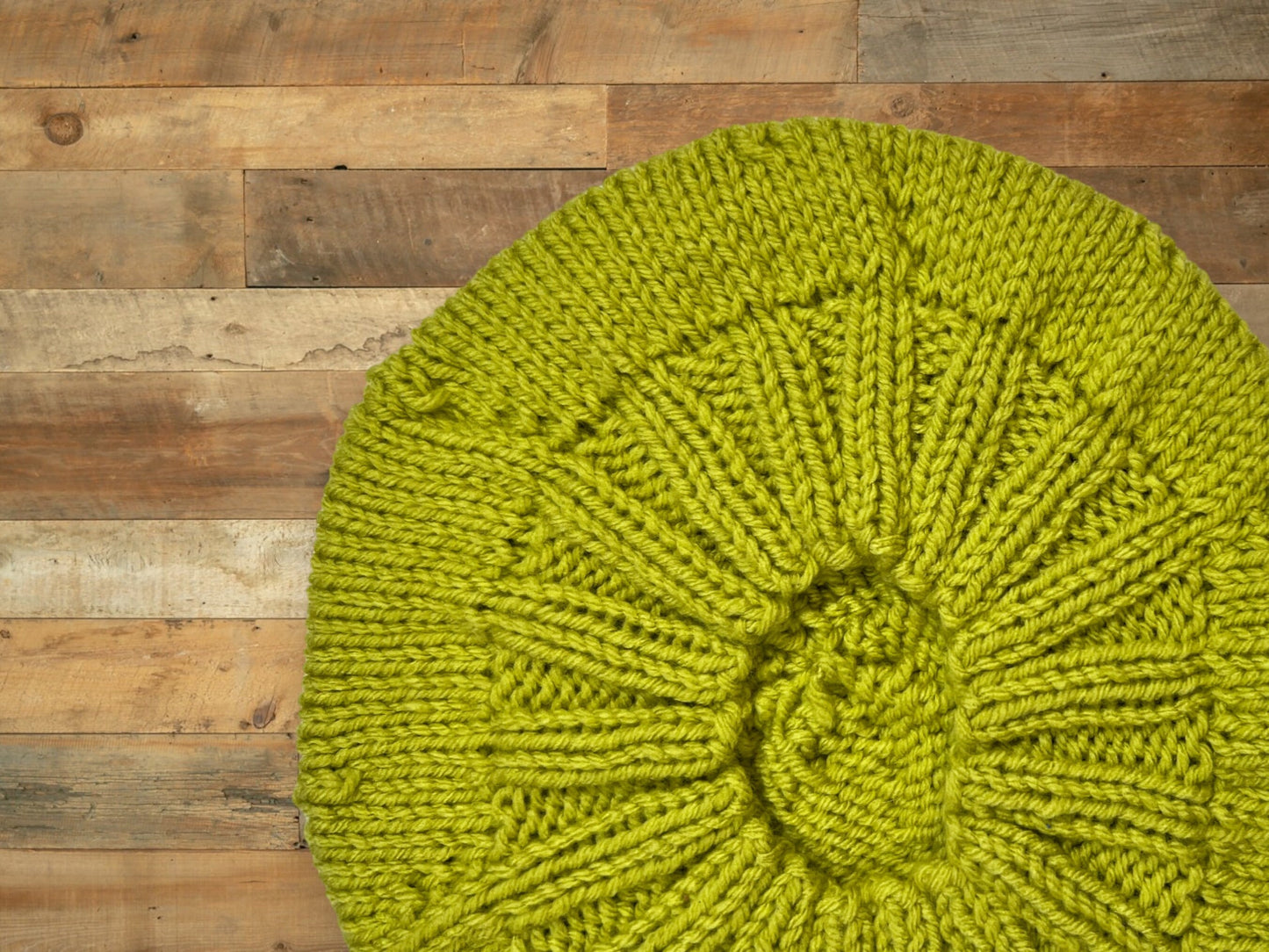 Hand Knit Beret | Lime Green Beret | Cozy French hat | Handmade | Free Shipping