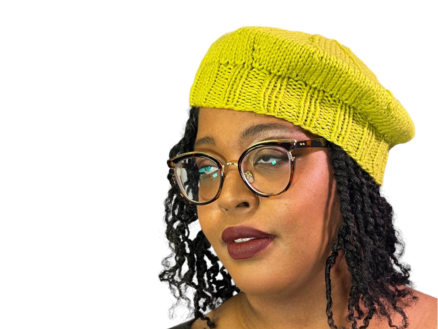 Hand Knit Beret | Lime Green Beret | Cozy French hat | Handmade | Free Shipping