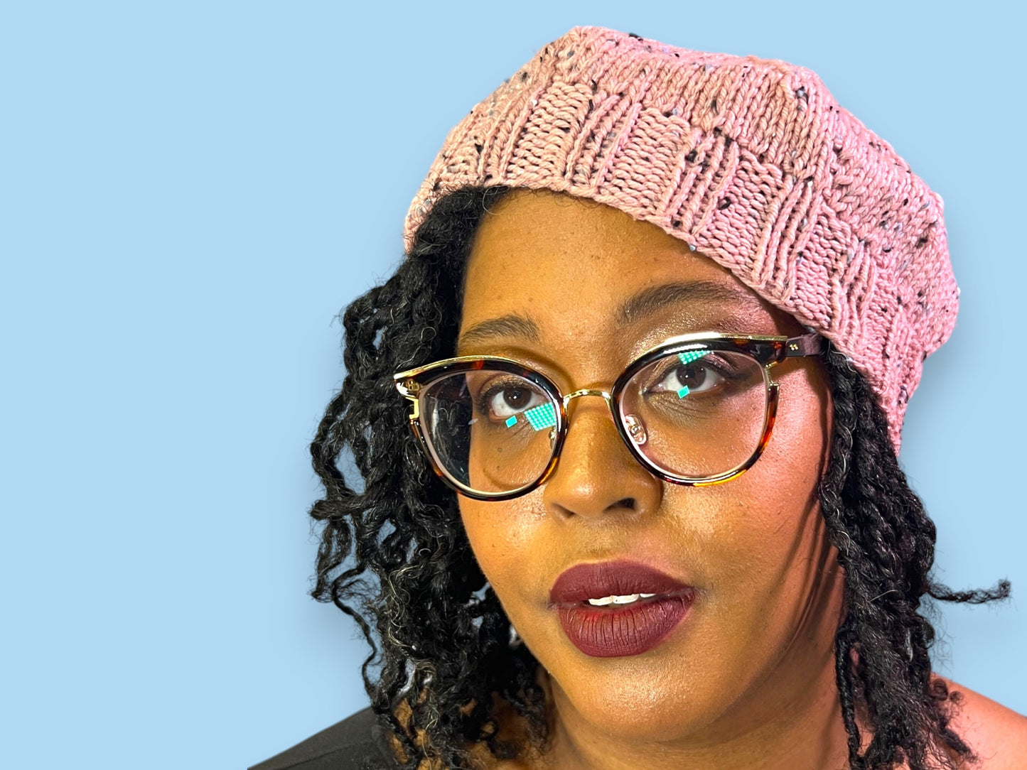 Pink Tweed Hand Knit Beret | Cozy Winter Hat | Women's Knitted Tam | Free Shipping