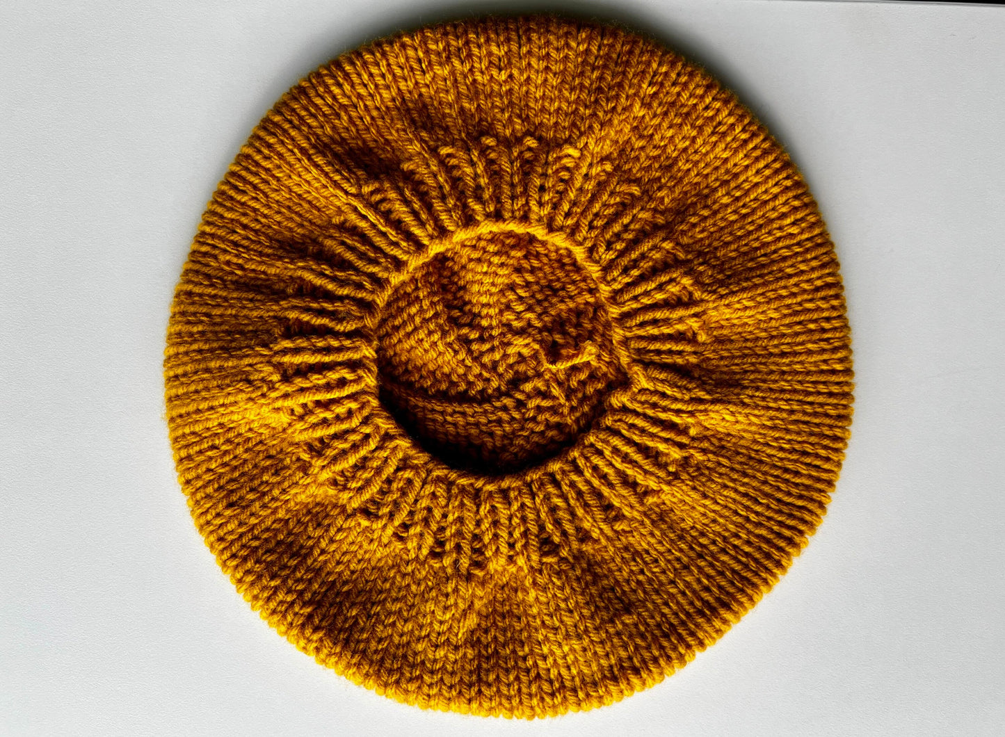 Hand Knit Beret / Mustard Yellow / knitted beret / handmade / Free Shipping