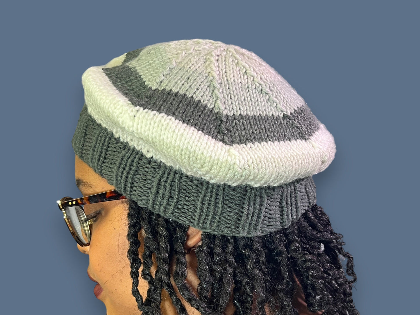 Hand Knit Beret | Gray Scale Beret | Monochrome Knitted Beret | Handmade | Free Shipping