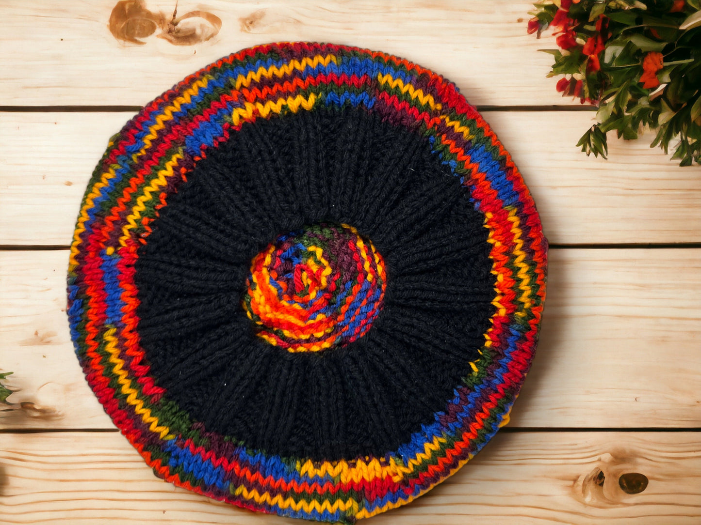 Hand Knit Beret | 90s Throwback Beret | Multi-Color Knitted Beret | Handmade | Free Shipping