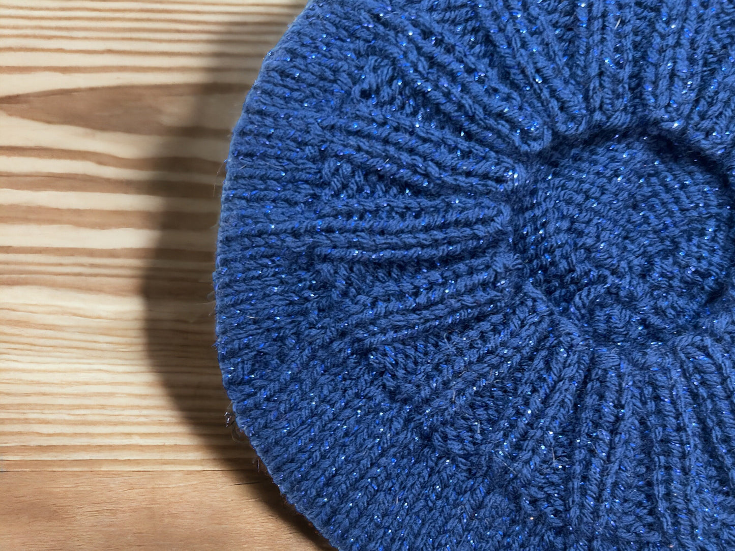 Hand Knit Beret | Sparkly Blue Beret | Blue Knitted Beret | Handmade | Free Shipping