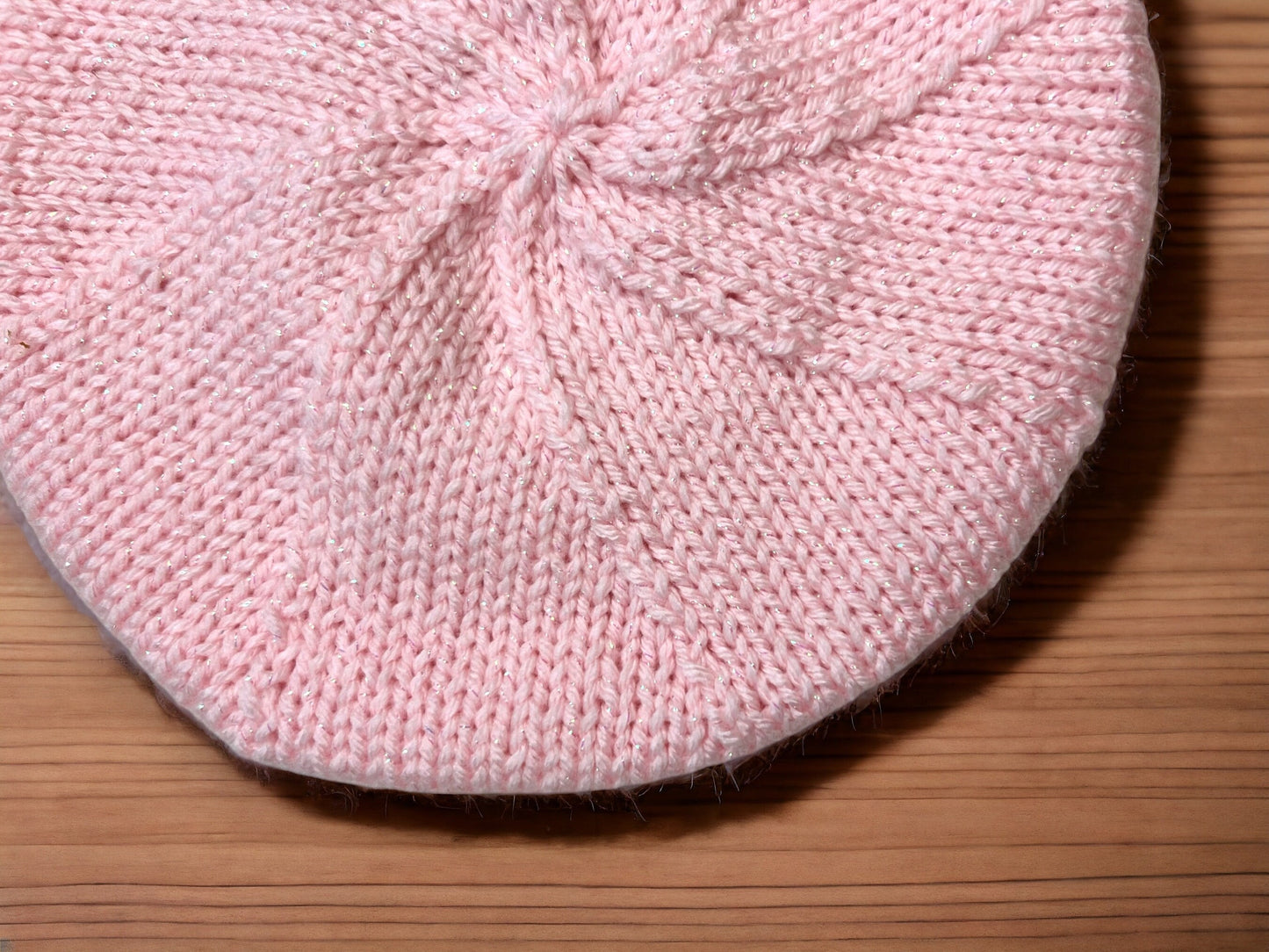 Hand Knit Beret | Sparkly Pink Beret | Pink Knitted Beret | Handmade | Free Shipping