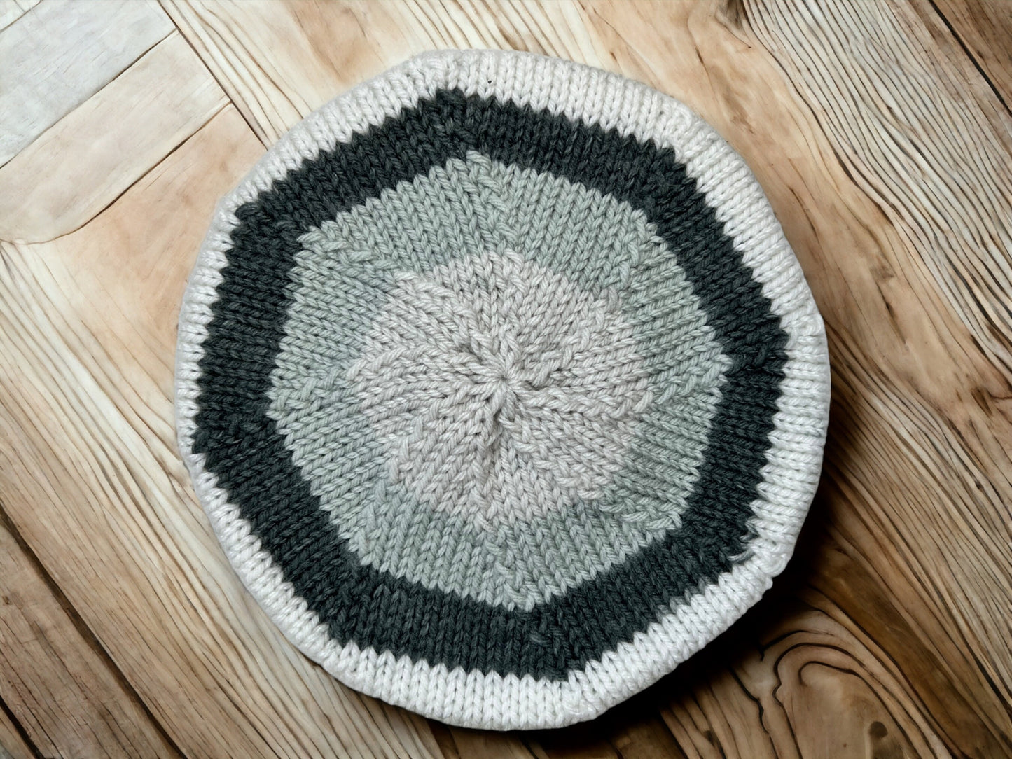 Hand Knit Beret | Gray Scale Beret | Monochrome Knitted Beret | Handmade | Free Shipping