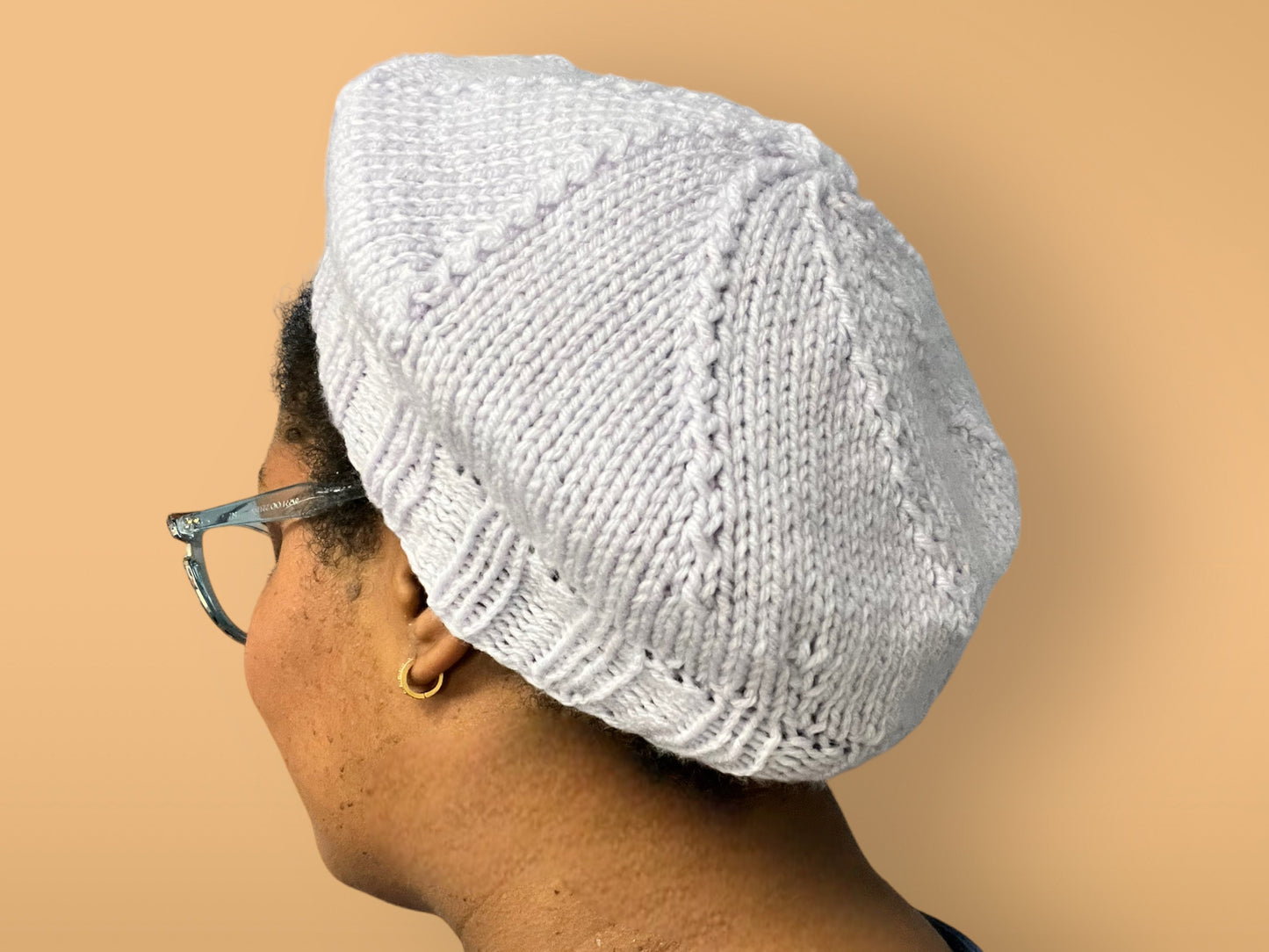 Knitted Lilac Beret - Handmade French Style Hat - Soft and Warm - Fast Shipping