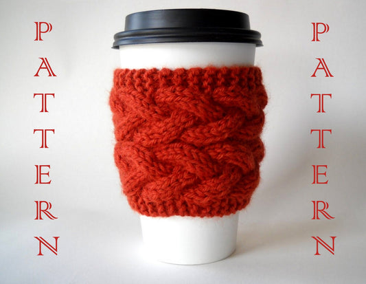 KNITTING PATTERN - Double Braided Cable Coffee Sleeve