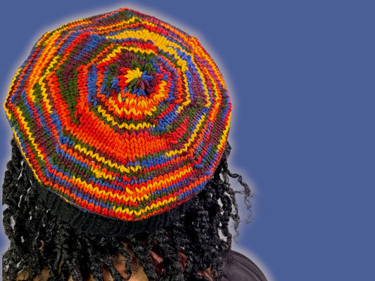 Hand Knit Beret | 90s Throwback Beret | Multi-Color Knitted Beret | Handmade | Free Shipping