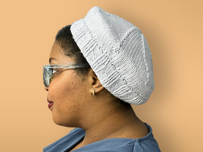 Knitted Lilac Beret - Handmade French Style Hat - Soft and Warm - Fast Shipping