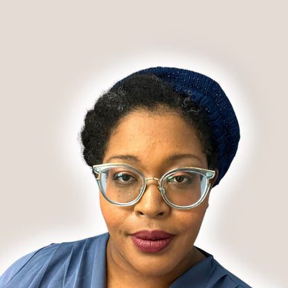 Hand Knit Beret | Sparkly Blue Beret | Blue Knitted Beret | Handmade | Free Shipping