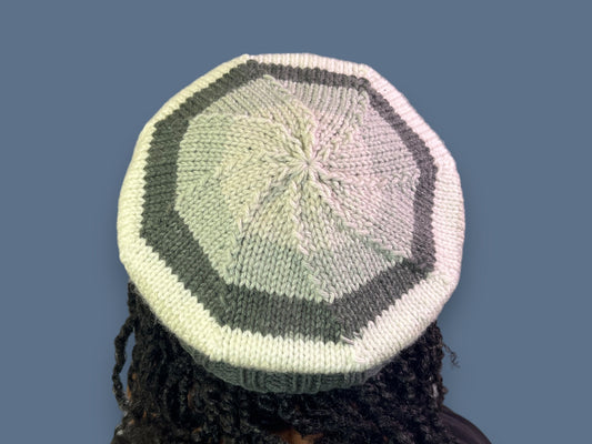 Hand Knit Beret | Gray Scale Beret | Monochrome Knitted Beret | Handmade | Free Shipping