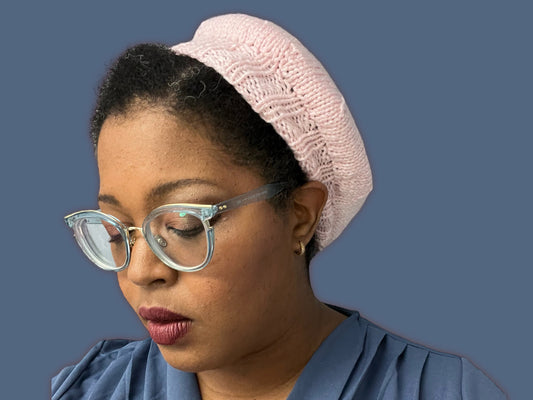 Hand Knit Beret | Sparkly Pink Beret | Pink Knitted Beret | Handmade | Free Shipping