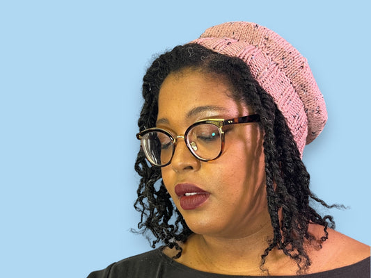 Pink Tweed Hand Knit Beret | Cozy Winter Hat | Women's Knitted Tam | Free Shipping
