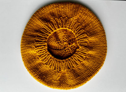 Hand Knit Beret / Mustard Yellow / knitted beret / handmade / Free Shipping