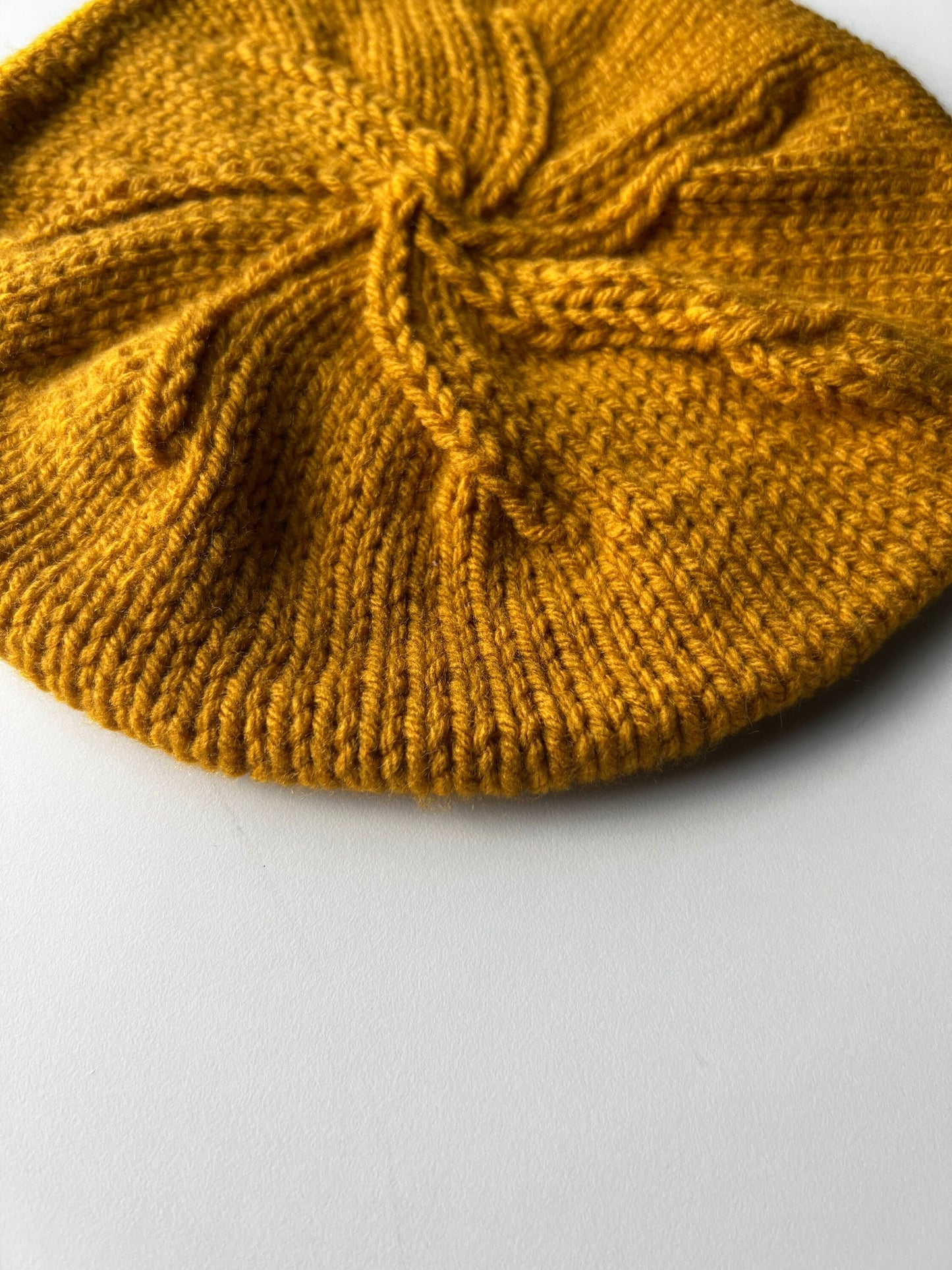Hand Knit Beret / Mustard Yellow / knitted beret / handmade / Free Shipping