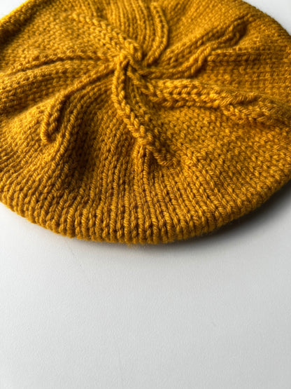 Hand Knit Beret / Mustard Yellow / knitted beret / handmade / Free Shipping
