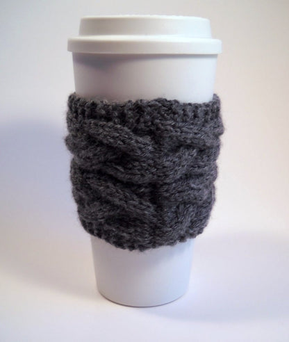 KNITTING PATTERN - Double Braided Cable Coffee Sleeve