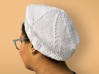 Knitted Lilac Beret - Handmade French Style Hat - Soft and Warm - Fast Shipping